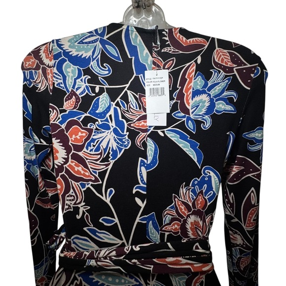 Rachel Pally Harlow Maxi Wrap Dress NWT Size M Black Floral Long Sleeve V-Neck - Picture 8 of 11